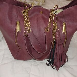 Leather burgandy Steve madden tote